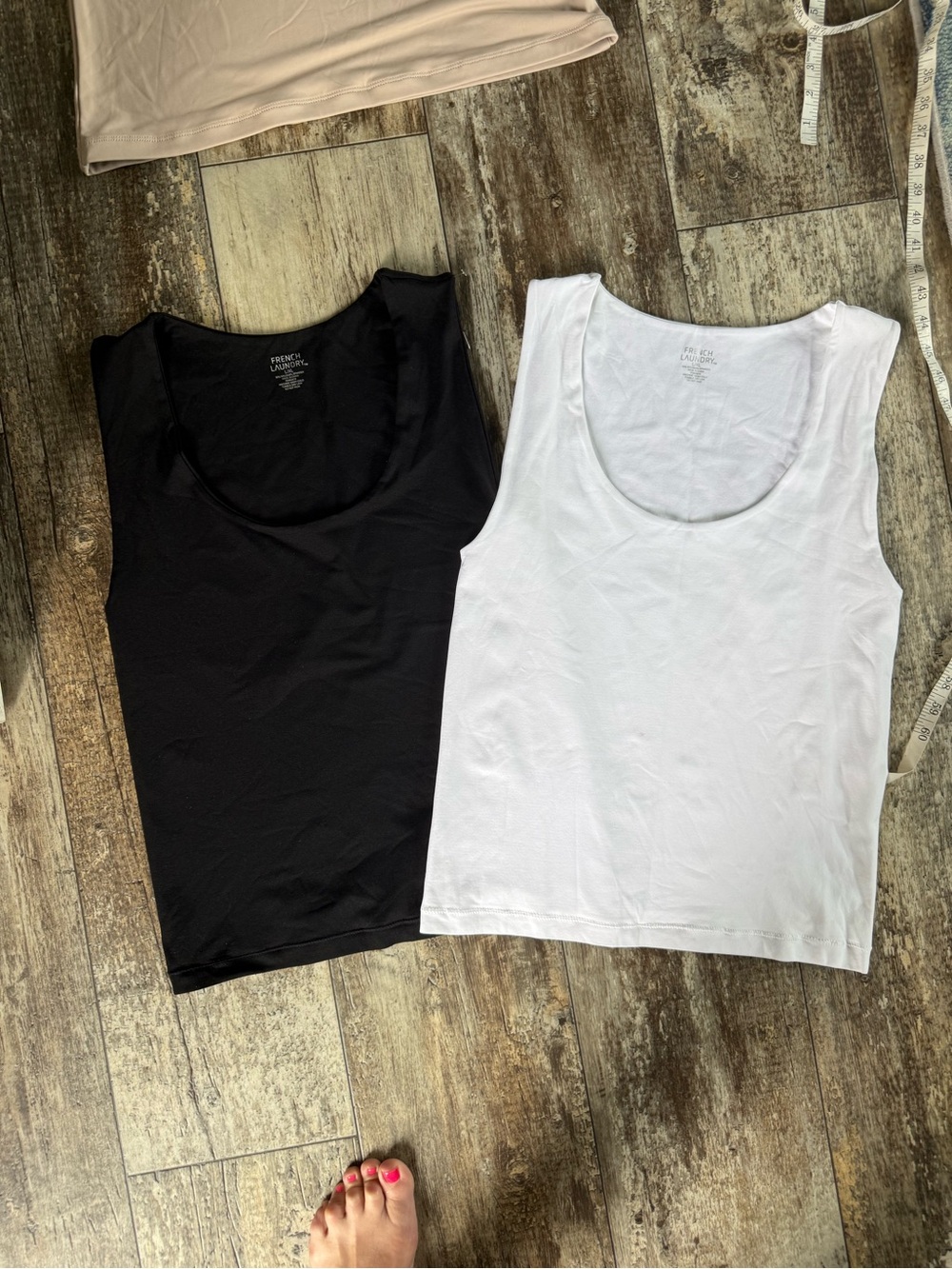 2 for $20 sale: Trio of tank tops camisoles French laundry black white and beige - Picture 2 of 7
